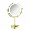 Kibi Circular LED Free Standing Magnifying Make Up Mirror - Brushed Gold KMM104BG